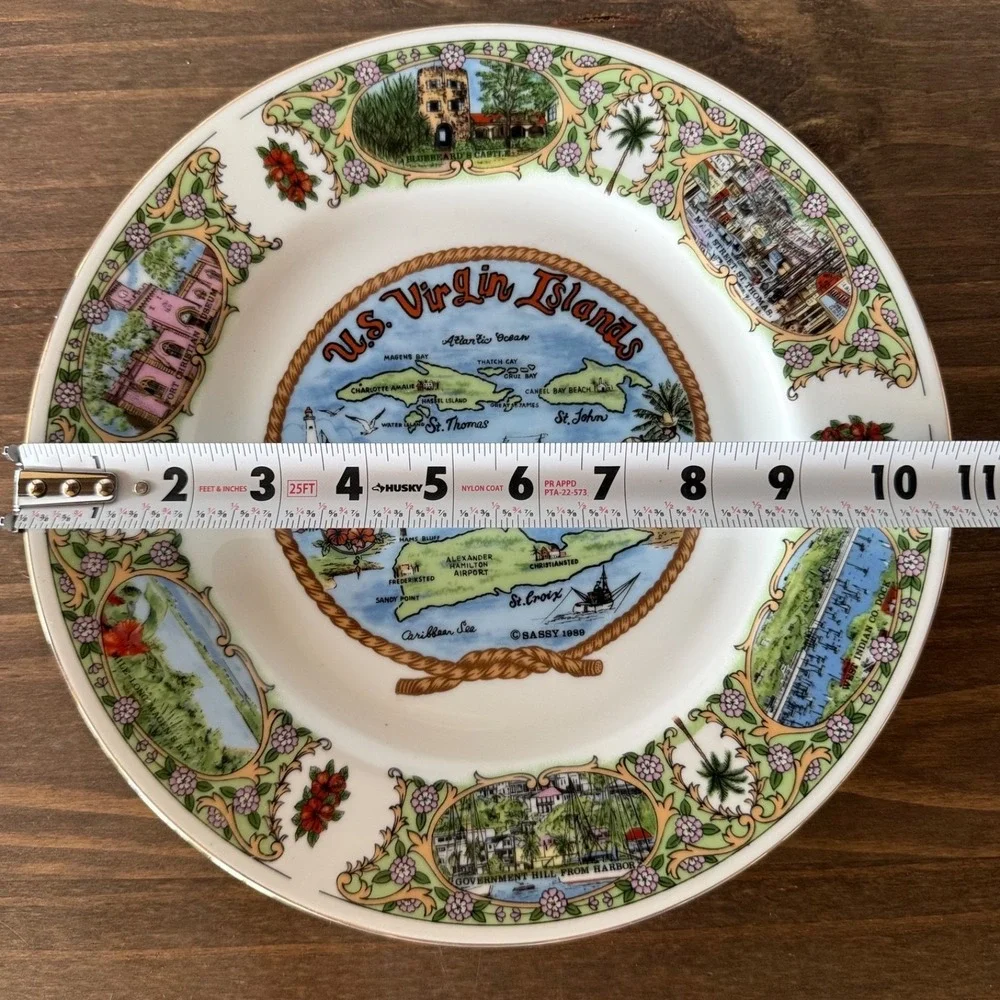 Vintage U.S. Virgin Islands Souvenir Decorative Plate St Thomas St John St Croix